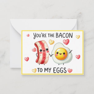 Cute Kawaii Bacon en Eieren Notitiekaartje