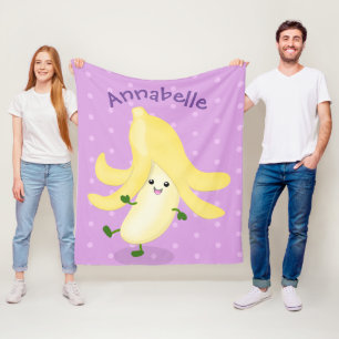 Cute kawaii banana cartoon fleece deken