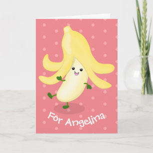 Cute kawaii banana cartoon kaart