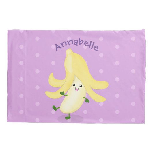 Cute kawaii banana cartoon kussensloop (Achterkant)