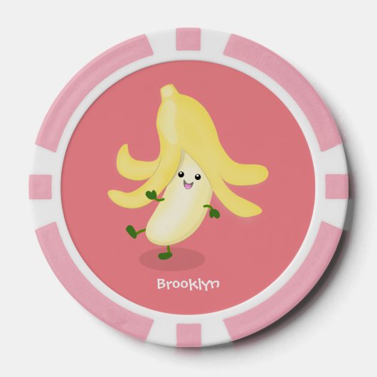 Cute kawaii banana cartoon poker chips (Voorkant)