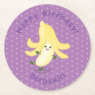 Cute kawaii banana cartoon ronde kartonnen onderzetter
