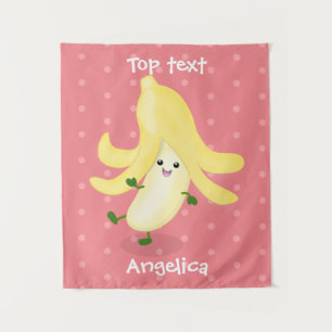 Cute kawaii banana cartoon wandkleed