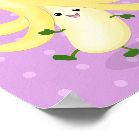 Cute kawaii banana paarse cartoon poster (Hoek)