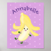 Cute kawaii banana paarse cartoon poster (Voorkant)