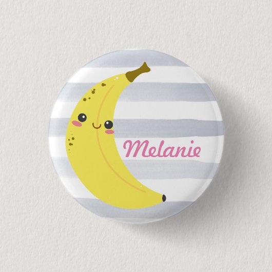Cute Kawaii Banana Personalized Ronde Button 3,2 Cm (Voorkant)