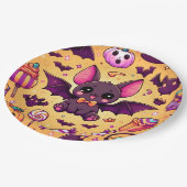 Cute kawaii bat candy halloween papieren bordje (Gekanteld)
