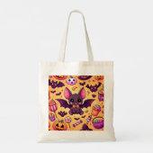 Cute kawaii bat candy halloween tote bag (Achterkant)