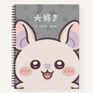 Cute Kawaii Bat Notebook - "Daisuki" (I Love You) Notitieboek