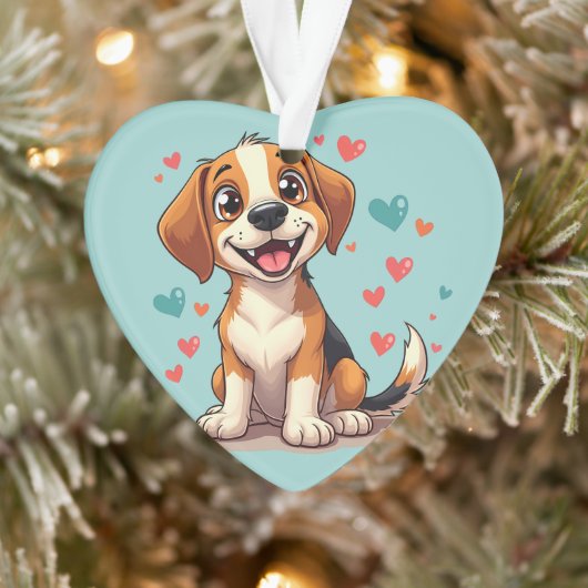 Cute Kawaii Beagle avec Coeurs Jouer Chien (Arbre)