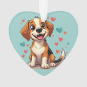 Cute Kawaii Beagle avec Coeurs Jouer Chien (devant)