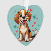 Cute Kawaii Beagle avec Coeurs Jouer Chien (devant)