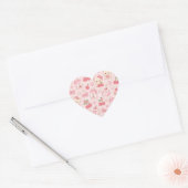 Cute Kawaii Bear Cherry Pattern | Pink Pastel  Hart Sticker (Envelop)