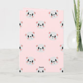 Cute Kawaii Bear Face Pattern on Pastel Pink Kaart (Achterkant)