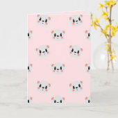 Cute Kawaii Bear Face Pattern on Pastel Pink Kaart (Gele Bloem)