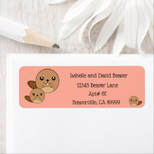 Cute Kawaii Beaver Animal Return Label