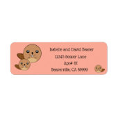 Cute Kawaii Beaver Animal Return Label (Voorkant)