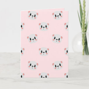 Cute Kawaii Beer Gezichtspatroon op Pastelroze Kaart