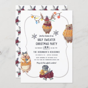 Cute Kawaii Beer Ugly Sweater Kerstparty Kaart