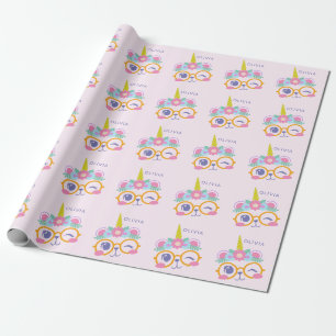 Cute Kawaii Beer Unicorn Face Pink - Gepersonalise Cadeaupapier