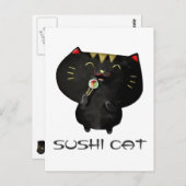 Cute Kawaii Black Sushi Cat Briefkaart (Voorkant / Achterkant)