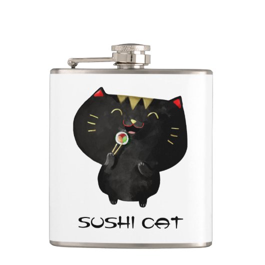 Cute Kawaii Black Sushi Cat Heupfles (Voorkant)