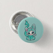 Cute Kawaii Blauwgroen Kitten Ronde Button 3,2 Cm (Voorkant /achterkant)