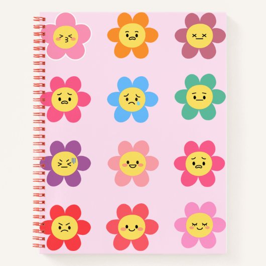 Cute Kawaii Bloem Emoties Chart Notitieboek (Voorkant)
