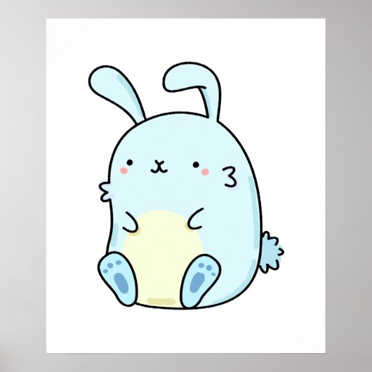 Cute Kawaii Blue Bunny Poster (Voorkant)