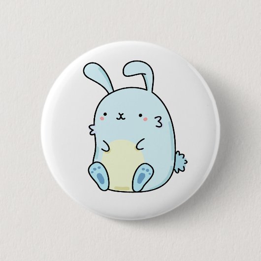 Cute Kawaii Blue Bunny Ronde Button 5,7 Cm (Voorkant)