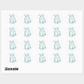 Cute Kawaii Blue Bunny Ronde Sticker (Vel)
