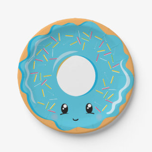 Cute Kawaii blue donut party bord