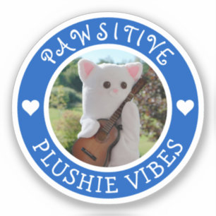 Cute Kawaii Blue Pawsitive Plushie Vibes Photo Sticker