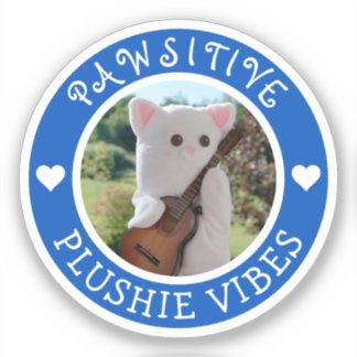 Cute Kawaii Blue Pawsitive Plushie Vibes Photo Sticker