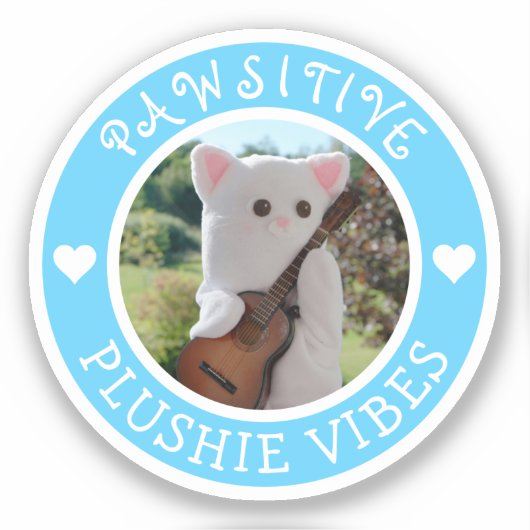 Cute Kawaii Blue Pawsitive Plushie Vibes Photo Sticker (Voorkant)