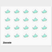 Cute Kawaii Blue Whale Ronde Sticker (Vel)