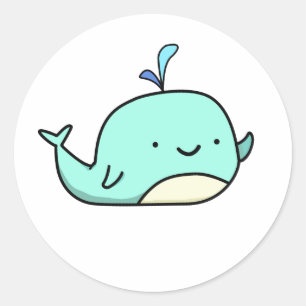 Cute Kawaii Blue Whale Ronde Sticker