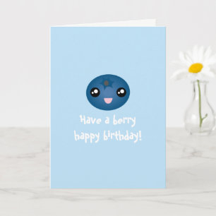 Cute Kawaii Blueberry heeft een gelukkige Berry-da Kaart