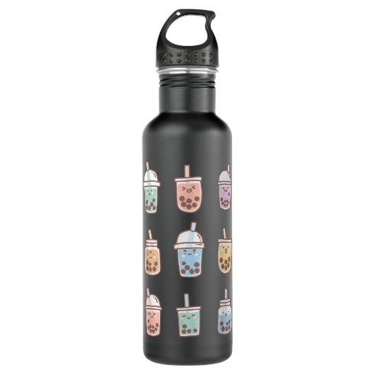 Cute Kawaii Boba Anime Bubble Tea Pastel Waterfles (Voorkant)