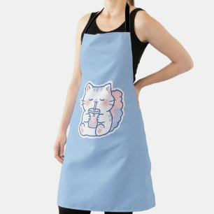 Cute Kawaii Boba Kat Bubbeltje Thee Barista Schort