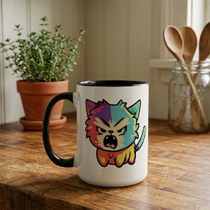 Cute Kawaii Boze Kat - Pop Art Sissende Kitten Mok