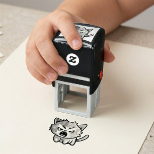 Cute Kawaii Boze Kat - Pop Art Sissende Kitty Zelfinktende Stempel