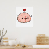 Cute Kawaii Brain Poster (Keuken)