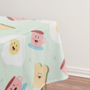 Cute Kawaii Breakfast Egg en Sandwich Pattern Tafelkleed