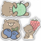 Cute Kawaii Brown Beer met fruit Sticker (Voorkant)