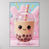 Cute Kawaii Bubble Tea Character Poster (Devant)