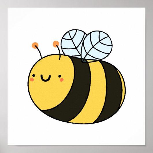 Cute Kawaii Bumble Bee Poster (Voorkant)