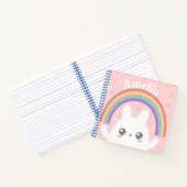 Cute Kawaii Bunny and Rainbow Personalized Notitieboek (Binnen)