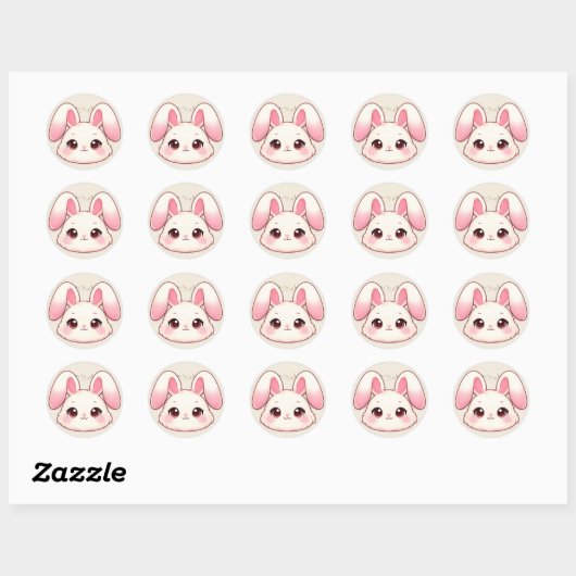 Cute Kawaii Bunny Face Sticker (Feuille)