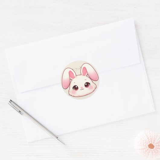 Cute Kawaii Bunny Face Sticker (Enveloppe)